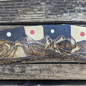 Woodburned mountain coaster set