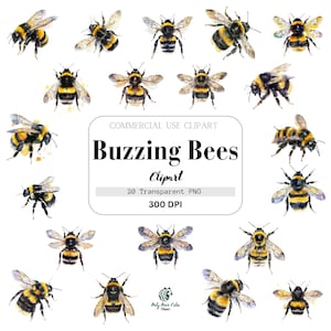 Abejas zumbando, acuarela, composiciones, uso comercial, plantilla de clipart