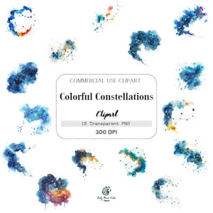Aquarel kleurrijke sterrenbeelden, composities, commercieel gebruik, sjabloon clipart