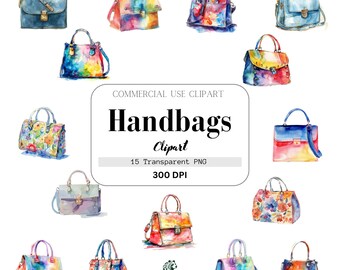 Handbags, Watercolor, Compositions, Commercial Use, Template Clipart