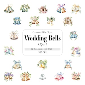 Wedding Bells, Watercolor, Compositions, Commercial Use, Template Clipart