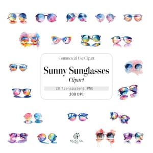 Sunny Sunglasses, Watercolor, Compositions, Commercial Use, Template Clipart