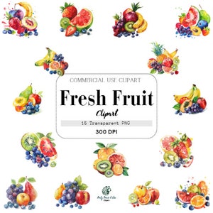 Watercolor Fresh Fruit, Watercolor, Food, Commercial Use, Template Clipart