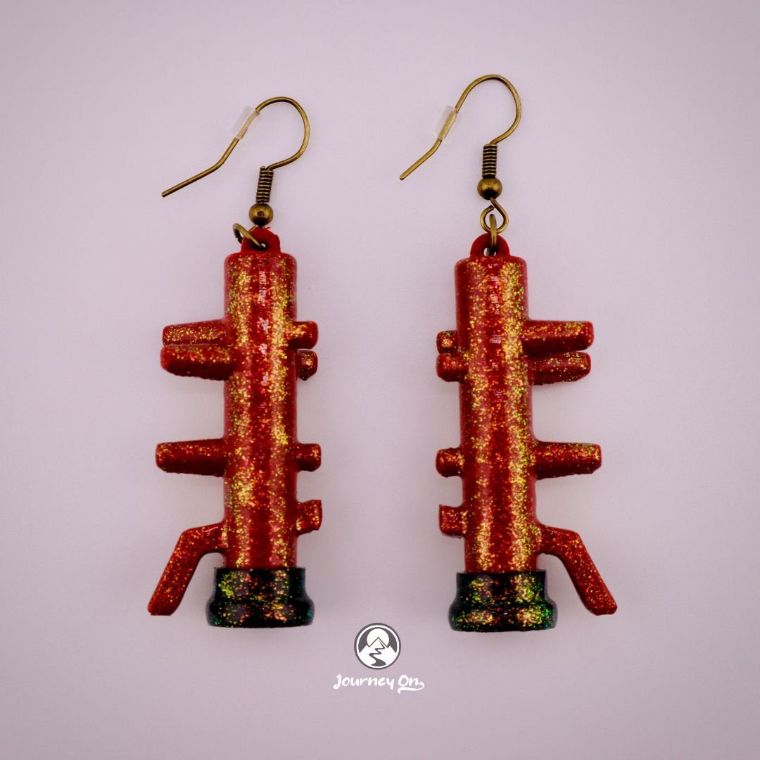 Wing Chun Wooden Dummy Earrings Iridescent Glitter Handmade Martial