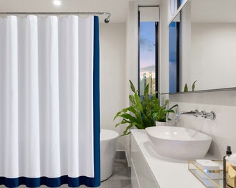 Bordüre Duschvorhang Duschvorhang Weiß 100% Baumwollsatin Vorhang
