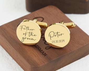 Gemelos para el padre del novio, gemelos de boda personalizados, regalo para el padre del novio, regalo para el padre del novio para la boda, regalos para papá