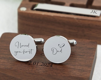 Engraved Metal Cufflinks& Tie Clip Set,Wedding Day Gift for Groom,Cuff Links for Him,Valentines Gift for Husband,Birthday Gifts for Men