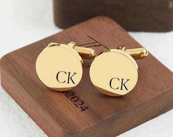 Gemelos personalizados, regalos para padrinos de boda, gemelos para hombres, gemelos para padrinos de boda, caja grabada opcional, regalo de aniversario para esposo