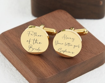 Father of the Bride Cufflinks, Personalised Wedding Day Cufflinks, Always Your Little Girl Cufflinks, Gifts from Bride, Gifts for Father Dad