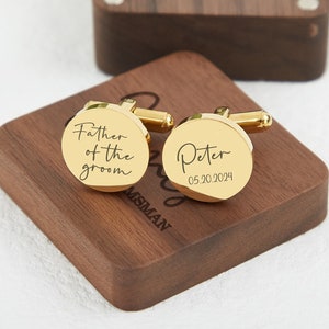 Custom Cufflinks for Groom Cufflink,Wedding Day Gift,Father's Day Gift,Metal Cufflinks With Wooden Box,Grooms Man Gifts,Gift for Husband zdjęcie 4