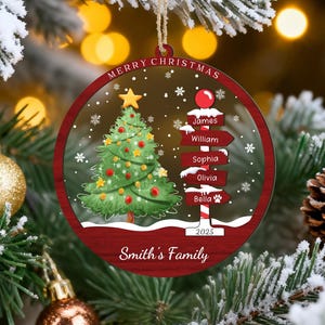 Personalized Christmas Ornament with Names,Custom 2025 Family Ornament,Christmas Tree Ornament,Christmas Tree Decor,Holiday Keepsake