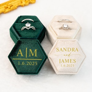 Dubbele sleuven gepersonaliseerde fluwelen ringdoos, trouwringdoos, verlovingsringdoos, doos voorstelring, verlovingscadeau, jubileumcadeaus