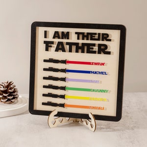 I Am Their Father Wooden Sign,Personalized Kids Name Frame For Dad,Father&#39;s Day Gifts,Personalized Unique Gifts for Dad,Light Saber Gift