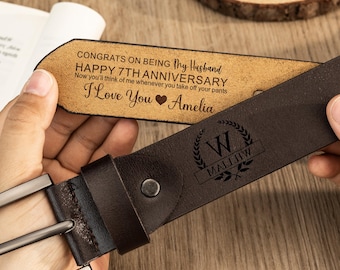 Custom Handmade Belt,Valentine's Day Gift,Engraved Leather Belt,Leather Belt Gift for Husband,Unique Boyfriend Gift,Anniversary Gift for Him