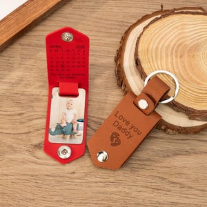 The Day You Became My Daddy Keychain,First Dad New Dad Keychain,Father&#39;s Day Gifts for Dad,Personalized Baby Photo Keyring Gift for Dad