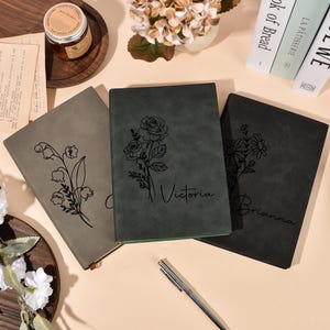 Personalized Leather Journal,Custom Birth Flower Name Journal,Prayer Journal,Leather Notebook,Birthday Gifts for Her,Book Lover Gift