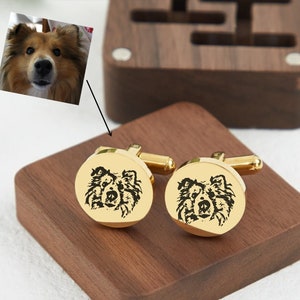 Custom Pet Portrait Cuff links-Memorial Cuff Links-Custom Cufflinks Gift for Groom on Wedding Day-Anniversary Gift-Pet Loss Gift for Dog Dad