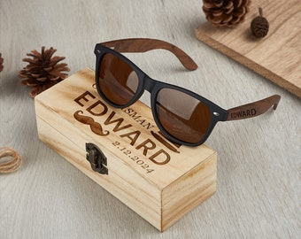 Gafas de sol de madera personalizadas, gafas de sol de padrino, regalos de padrinos, regalos de despedida de soltero, regalo de boda para chicos, propuesta de padrinos, regalo de papá