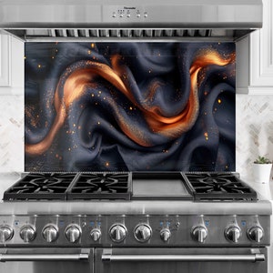 Tempered Glass Gold Backsplash Design, Cooker Wall Backsplash Panel, Glass Splashback For Kitchen Panel Design, Golden Splashback Marble