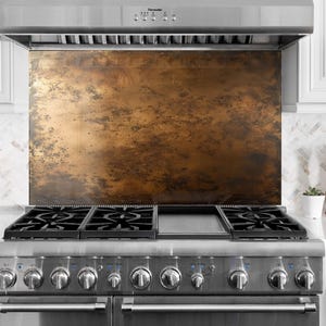 Tempered Glass Kitchen Backsplash: Rustic Copper & Bronze Style, Mothers Day Gift