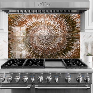 Abstract Tempered Glass Kitchen Backsplash: Heat Resistant Stove Cover