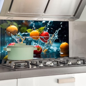 Fruit Tempered Glass Kitchen Backsplash: Heat Resistant Cooker Wall Cover