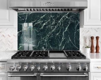Marble Tempered Glass Backsplash: Heat Resistant Kitchen Decor