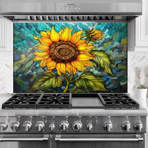 Sunflower Kitchen Backsplash: Vibrant Tempered Glass, Heat Resistant