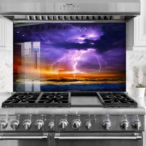 Tempered Glass Kitchen Backsplash: Nature View, Heat Resistant