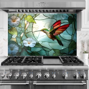 Dosseret De Cuisine En Verre Trempé, Motif Colibri, Pour Derrière La Cuisinière