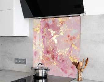 Paraschizzi per cucina in vetro temperato effetto marmo rosa: copertura per stufa resistente al calore