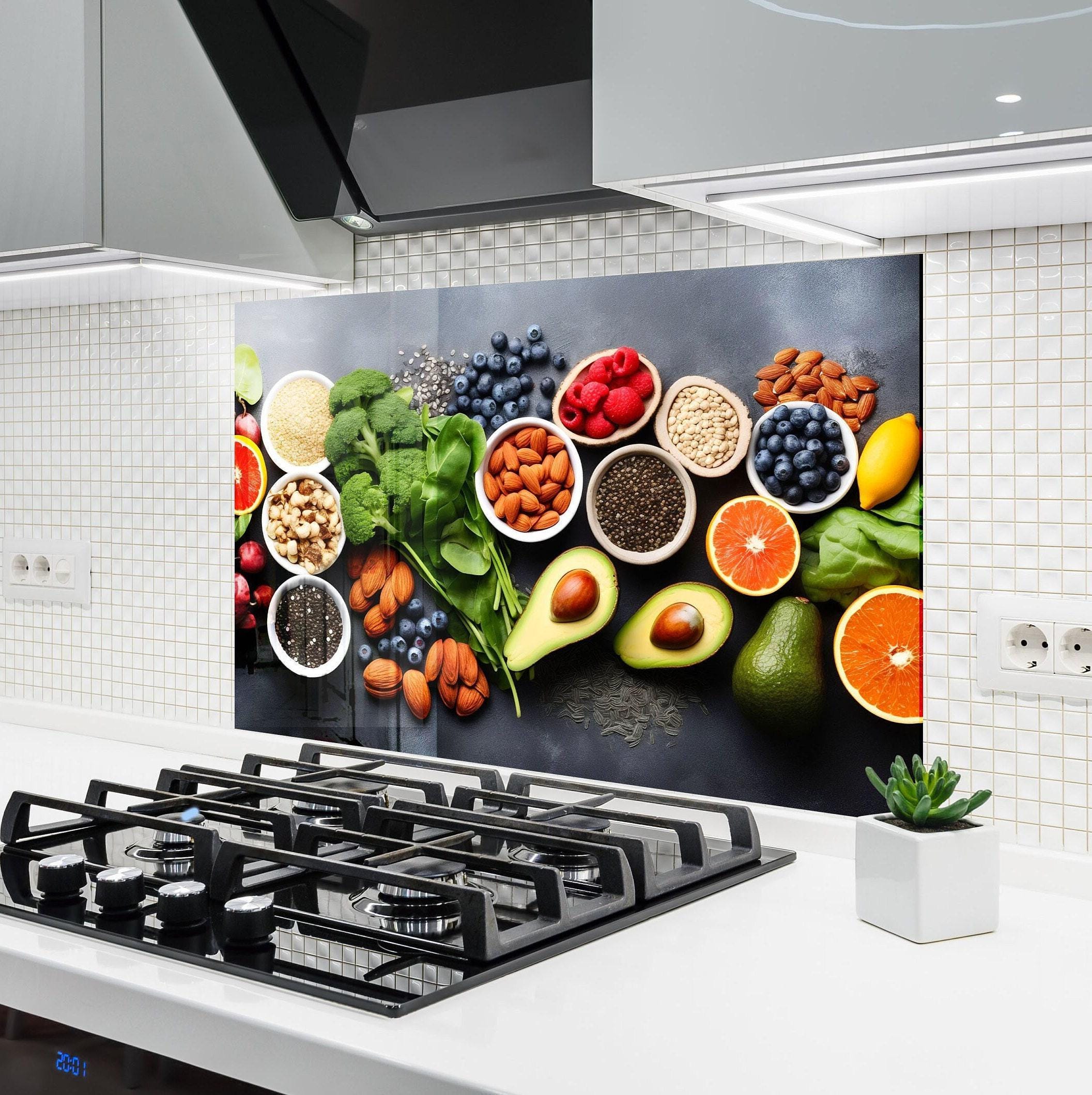 Tempered Glass Fruit Backsplash Design-Cooker Wall Backsplash Panel-Glass Splashback For Kitchen Panel Design-Fruits Splashback-Fruit Decor