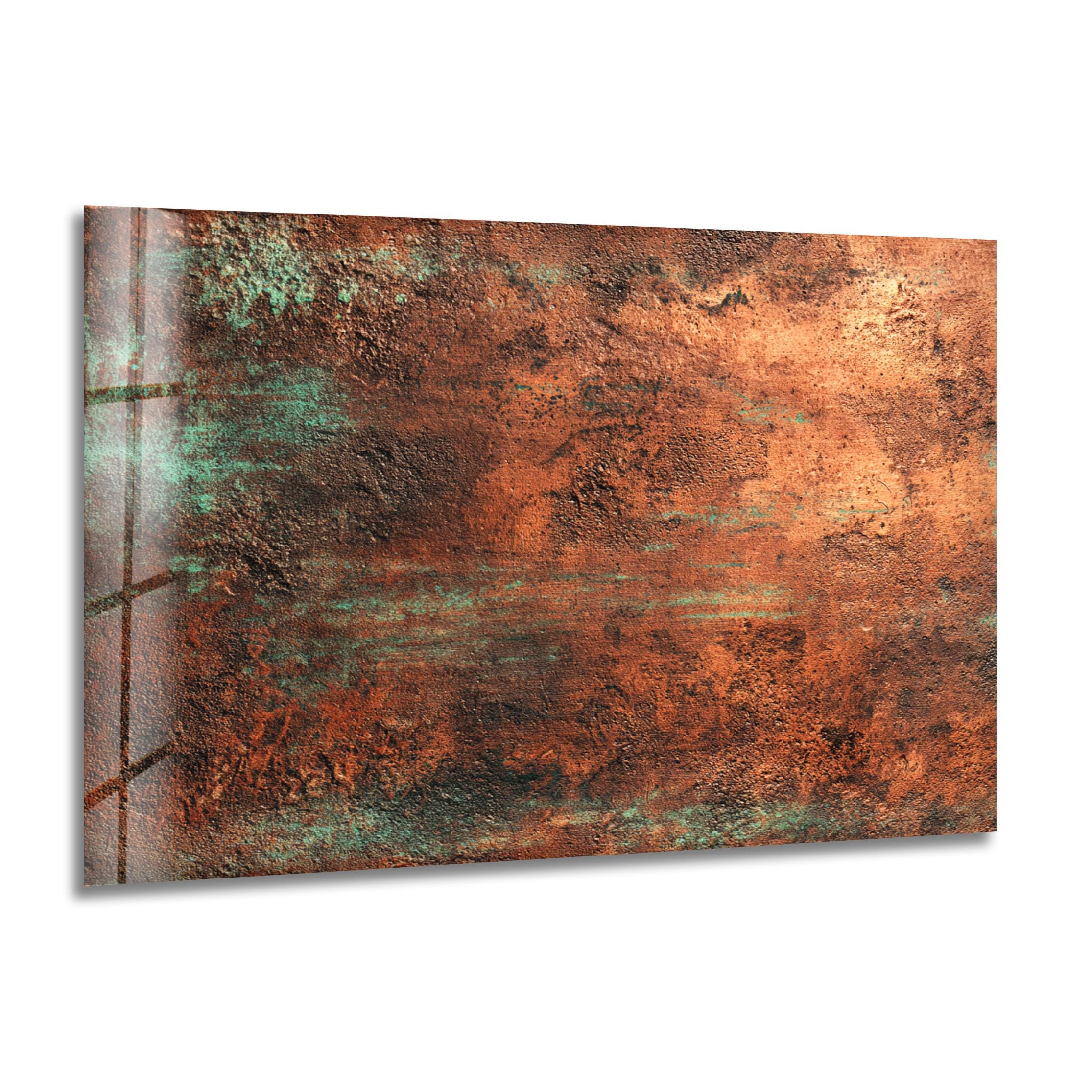 Rust Kitchen Splashback Rust Copper Abstract Glass Backsplash – Industrial Patina Tempered ...