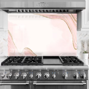 Tempered Glass Gold Backsplash Design, Cooker Wall Backsplash Panel, Glass Splashback For Kitchen Panel Design, Golden Splashback Marble