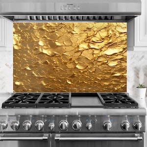 Tempered Glass Gold Backsplash Design-Cooker Wall Backsplash Panel-Glass Splashback For Kitchen Panel Design-Golden Panel Splashback Marble