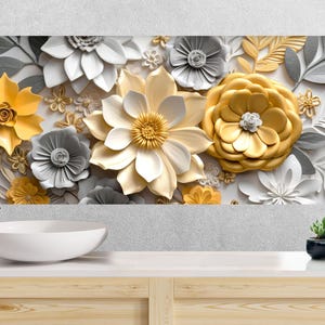 Floral Tempered Glass Kitchen Backsplash: Yellow Flower Stove Cover