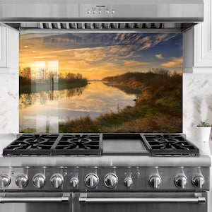 Szkło hartowane na ścianę kuchenną: widok natury, odporne na ciepło