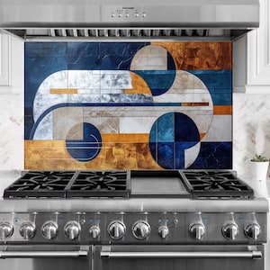 Tempered Glass Golden Backsplash Design, Cooker Wall Backsplash Panel, Glass Splashback For Kitchen wall Panel, Abstract Splashback Marble
