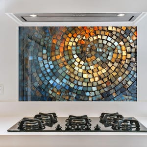 Tempered Glass Mosaic Tile Backsplash: Heat Resistant Stove Back Cover