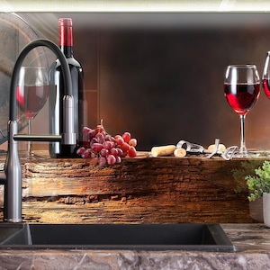 ワインキッチンガラススプラッシュバック：強化ガラスタイル、防水調理パネル