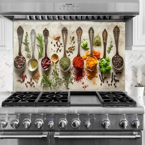 a stove top oven with a variety of spoons on it