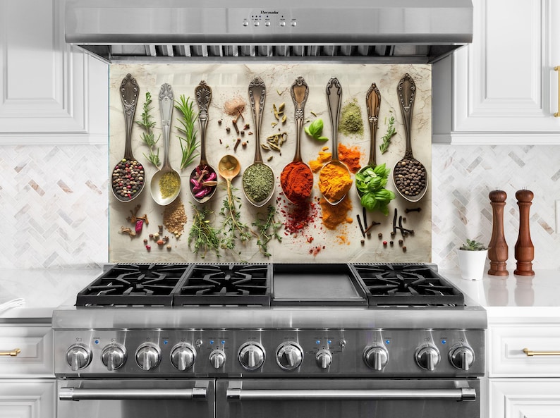 a stove top oven with a variety of spoons on it