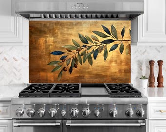 Paraschizzi da cucina in vetro temperato Olive Branch: copertura per piano cottura resistente al calore