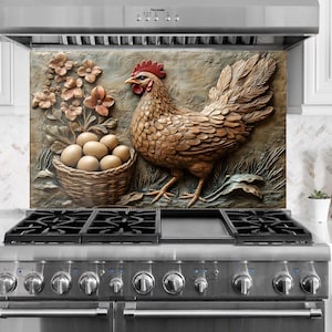 Tempered Glass Kitchen Backsplash, Chicken Backsplash for Kitchen Chicken Splashback Stove Back Cover, Splashback for stove