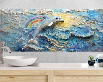 Dolphin Tempered Glass Backsplash: Kitchen & Bath Sink Splashback