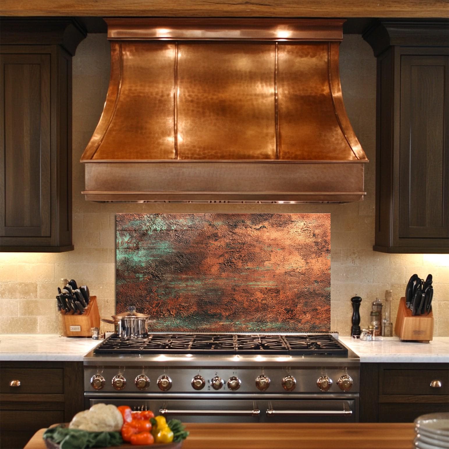 Rust Kitchen Splashback Rust Copper Abstract Glass Backsplash – Industrial Patina Tempered ...