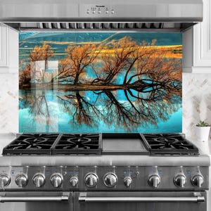 Tempered Glass Kitchen Backsplash: Nature Landscape View