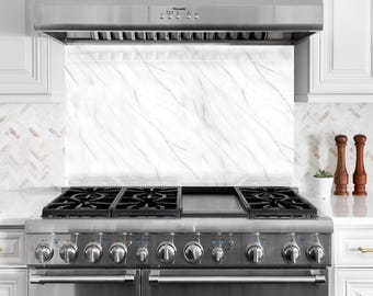 Marble Tempered Glass Kitchen Backsplash: Heat Resistant Stove Cover