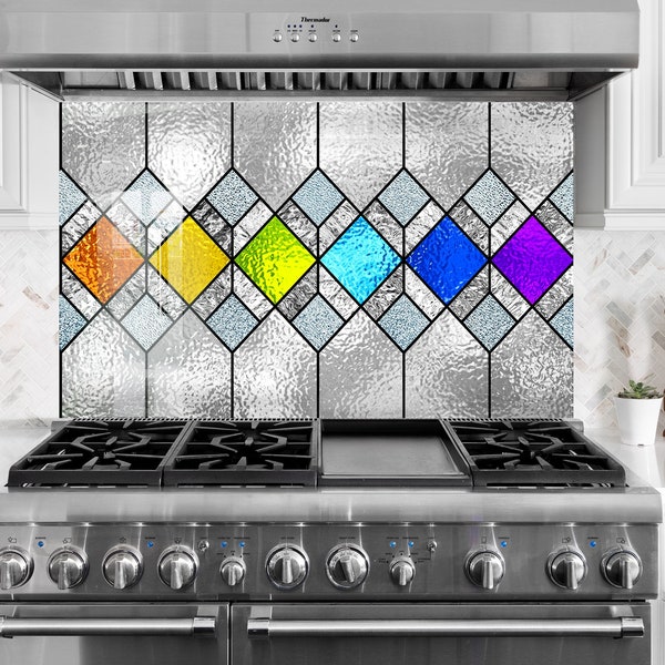 Gehärtetes Glas Bunt Backsplash Design-Herd Wand Aufkantung Panel-Glas Splashback Für Küchenpanel Design-Stained Splashback