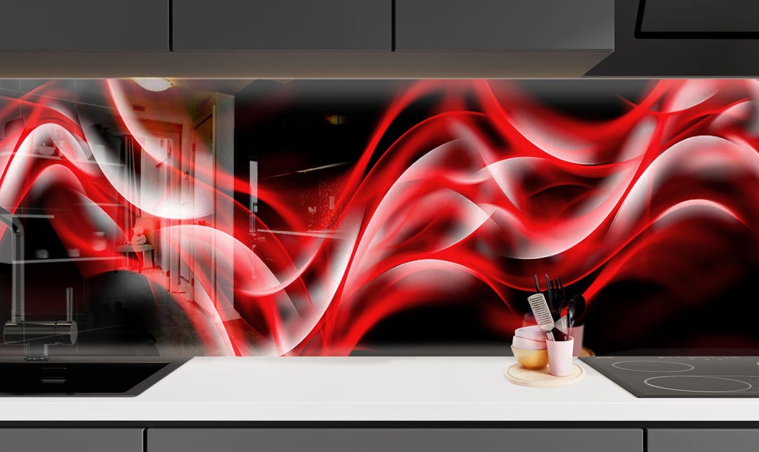 Abstract Marble Tempered Glass Kitchen Backsplash: Cooker Wall Panel - Etsy